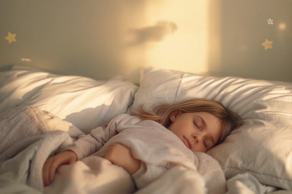 Alvás világnapja - egy kislány alszik egy ágyban